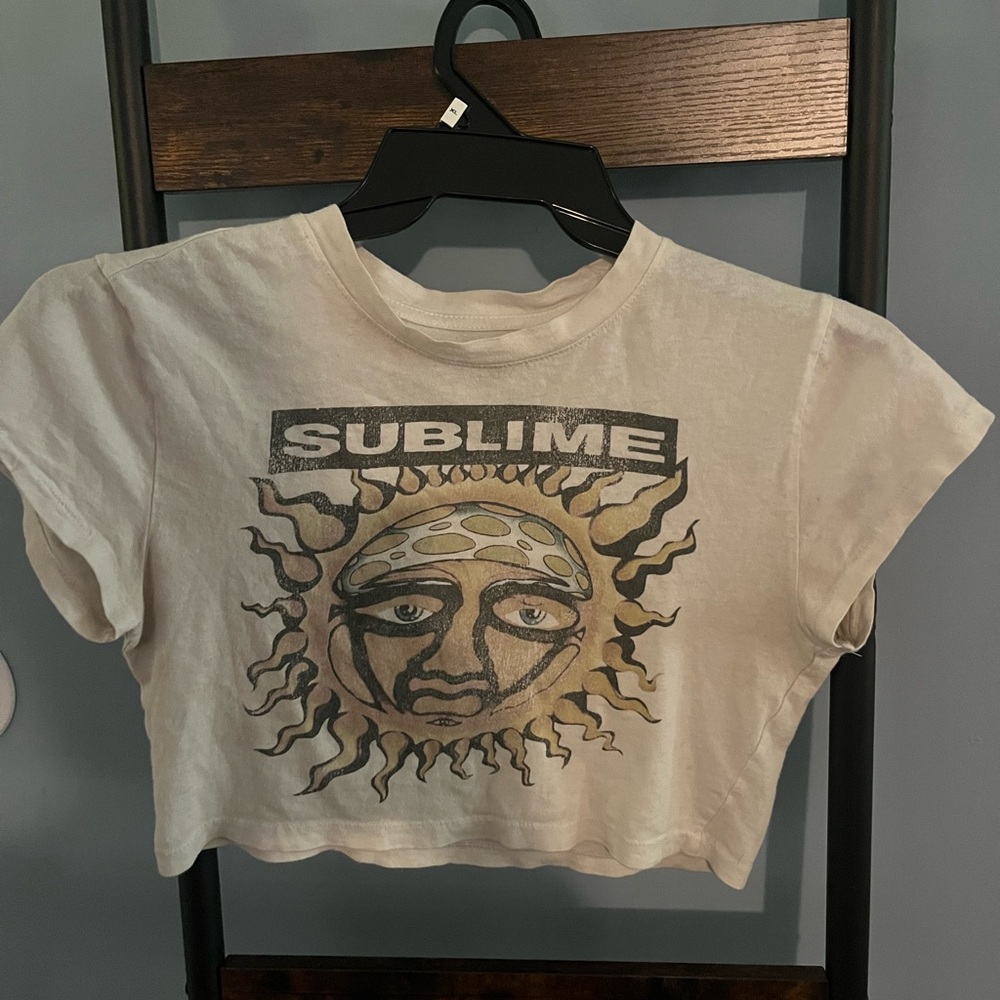 Graphic Sun Crop Top - Cream